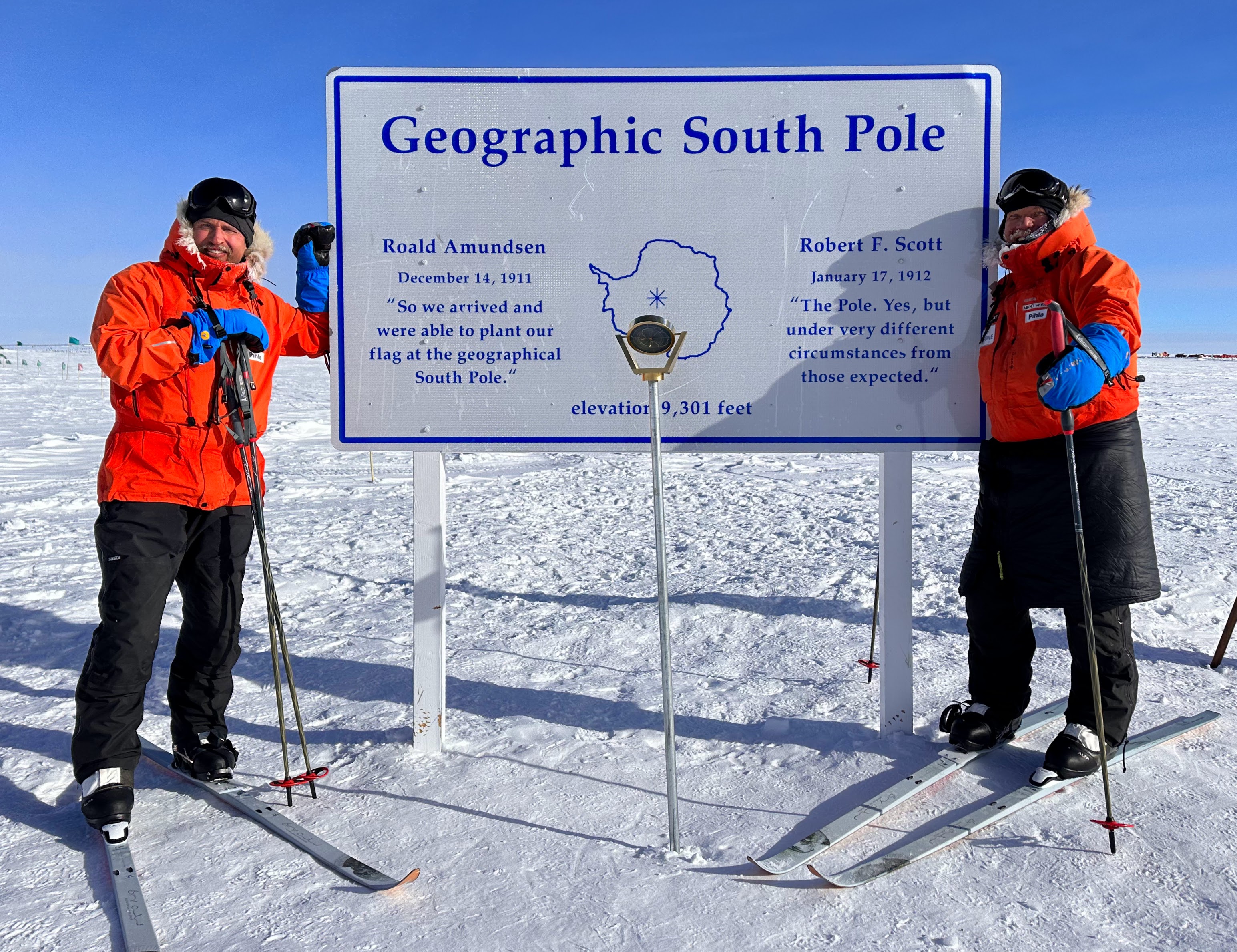 Mikko and Tero at the geographic South Pole
